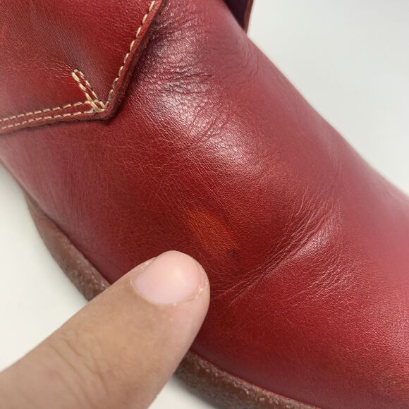 THINK! Denk! Leather Embroidered Ankle Boots 37 US 6 Lace Up‎ Red Comfortable - Picture 11 of 16